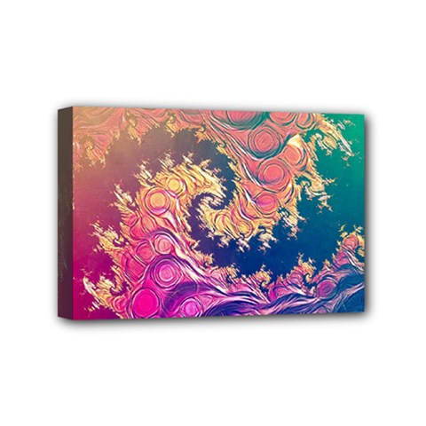 Rainbow Octopus Tentacles In A Fractal Spiral Mini Canvas 6  X 4  by jayaprime