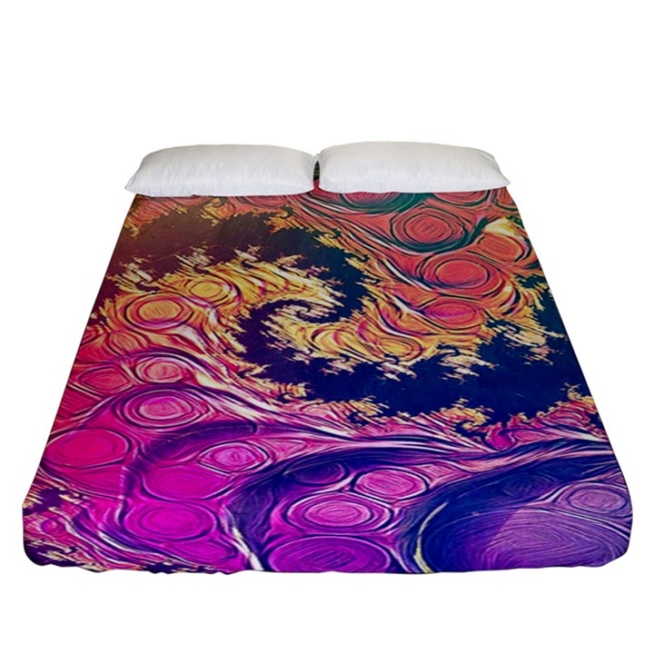 Rainbow Octopus Tentacles in a Fractal Spiral Fitted Sheet (King Size)