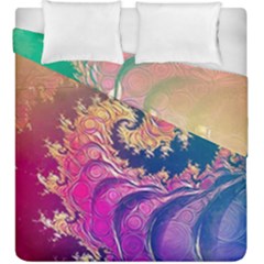 Rainbow Octopus Tentacles In A Fractal Spiral Duvet Cover Double Side (king Size) by jayaprime