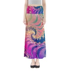 Rainbow Octopus Tentacles In A Fractal Spiral Full Length Maxi Skirt by jayaprime