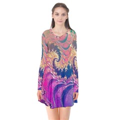 Rainbow Octopus Tentacles In A Fractal Spiral Flare Dress by jayaprime