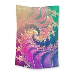 Rainbow Octopus Tentacles In A Fractal Spiral Small Tapestry by jayaprime