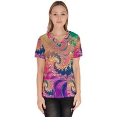 Rainbow Octopus Tentacles In A Fractal Spiral Scrub Top