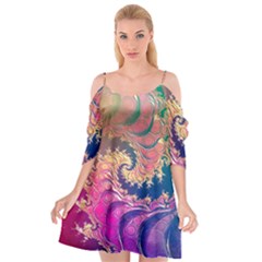 Rainbow Octopus Tentacles In A Fractal Spiral Cutout Spaghetti Strap Chiffon Dress by jayaprime