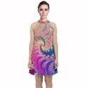 Rainbow Octopus Tentacles in a Fractal Spiral Velvet Halter Neckline Dress  View1