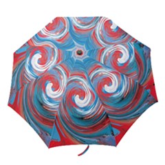 Red And Blue Rounds Folding Umbrellas by berwies