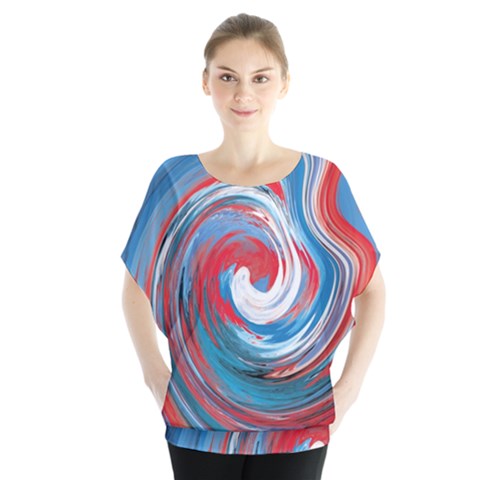 Red And Blue Rounds Blouse by berwies