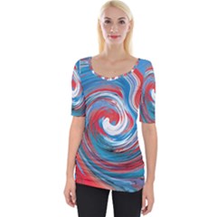 Red And Blue Rounds Wide Neckline Tee