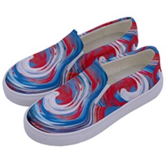 Red And Blue Rounds Kids  Canvas Slip Ons