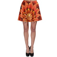 Beautiful Ruby Red Dahlia Fractal Lotus Flower Skater Skirt by jayaprime