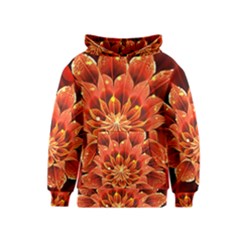 Beautiful Ruby Red Dahlia Fractal Lotus Flower Kids  Pullover Hoodie by jayaprime