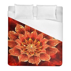 Beautiful Ruby Red Dahlia Fractal Lotus Flower Duvet Cover (full/ Double Size) by jayaprime