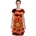 Beautiful Ruby Red Dahlia Fractal Lotus Flower Cap Sleeve Nightdress View1