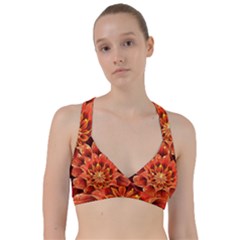 Beautiful Ruby Red Dahlia Fractal Lotus Flower Sweetheart Sports Bra by jayaprime