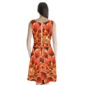 Beautiful Ruby Red Dahlia Fractal Lotus Flower Sleeveless Waist Tie Chiffon Dress View2