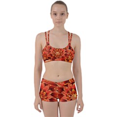 Beautiful Ruby Red Dahlia Fractal Lotus Flower Women s Sports Set by jayaprime