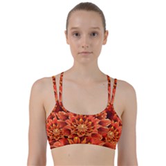 Beautiful Ruby Red Dahlia Fractal Lotus Flower Line Them Up Sports Bra by jayaprime