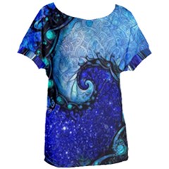 Nocturne Of Scorpio, A Fractal Spiral Painting Women s Oversized Tee by jayaprime