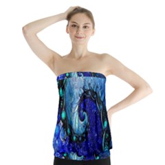 Nocturne Of Scorpio, A Fractal Spiral Painting Strapless Top by jayaprime