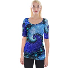 Nocturne Of Scorpio, A Fractal Spiral Painting Wide Neckline Tee