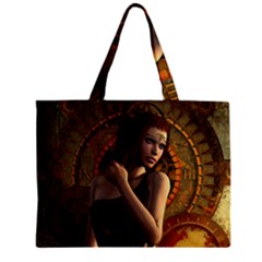 Wonderful Steampunk Women With Clocks And Gears Zipper Mini Tote Bag by FantasyWorld7