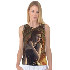 Wonderful Steampunk Women With Clocks And Gears Women s Basketball Tank Top by FantasyWorld7