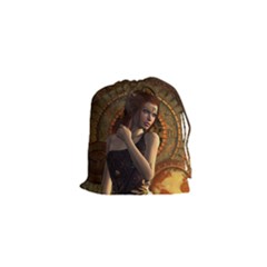 Wonderful Steampunk Women With Clocks And Gears Drawstring Pouches (xs)  by FantasyWorld7