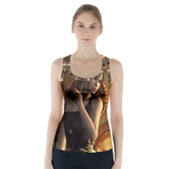 Wonderful Steampunk Women With Clocks And Gears Racer Back Sports Top by FantasyWorld7