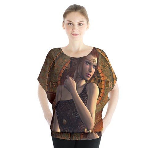 Wonderful Steampunk Women With Clocks And Gears Blouse by FantasyWorld7