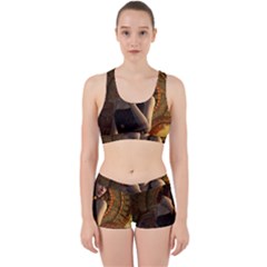 Wonderful Steampunk Women With Clocks And Gears Work It Out Sports Bra Set