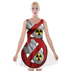 No Nuclear Weapons Velvet Skater Dress by Valentinaart