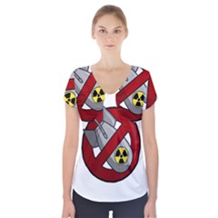 No Nuclear Weapons Short Sleeve Front Detail Top