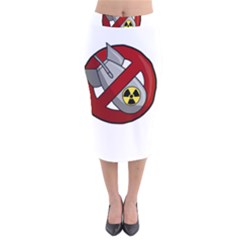 No Nuclear Weapons Velvet Midi Pencil Skirt