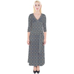 Earth Tiles Quarter Sleeve Wrap Maxi Dress