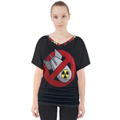 No Nuclear Weapons V-neck Dolman Drape Top by Valentinaart