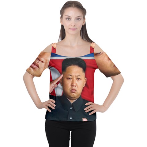 Kim Jong-un Cutout Shoulder Tee by Valentinaart