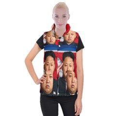 Kim Jong-un Women s Button Up Puffer Vest by Valentinaart