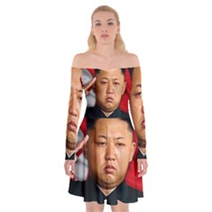 Kim Jong-un Off Shoulder Skater Dress by Valentinaart