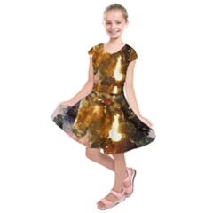 Wonderful Horse In Watercolors Kids  Short Sleeve Dress by FantasyWorld7