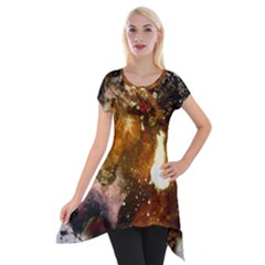 Wonderful Horse In Watercolors Short Sleeve Side Drop Tunic by FantasyWorld7