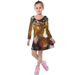 Wonderful Horse In Watercolors Kids  Long Sleeve Velvet Dress by FantasyWorld7