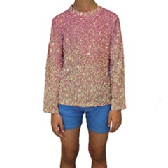 Rose Gold Sparkly Glitter Texture Pattern Kids  Long Sleeve Swimwear