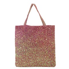 Rose Gold Sparkly Glitter Texture Pattern Grocery Tote Bag by paulaoliveiradesign