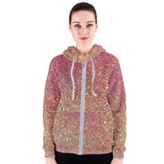 Rose Gold Sparkly Glitter Texture Pattern Women s Zipper Hoodie