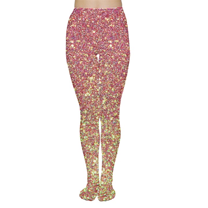 Rose Gold Sparkly Glitter Texture Pattern Women s Tights