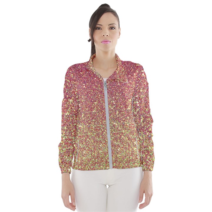 Rose Gold Sparkly Glitter Texture Pattern Wind Breaker (Women)