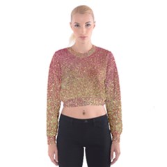 Rose Gold Sparkly Glitter Texture Pattern Cropped Sweatshirt