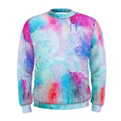 Pink And Purple Galaxy Watercolor Background  Men s Sweatshirt