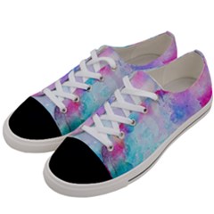 Pink And Purple Galaxy Watercolor Background  Women s Low Top Canvas Sneakers