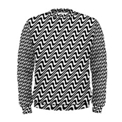 Black And White Waves Illusion Pattern Men s Sweatshirt